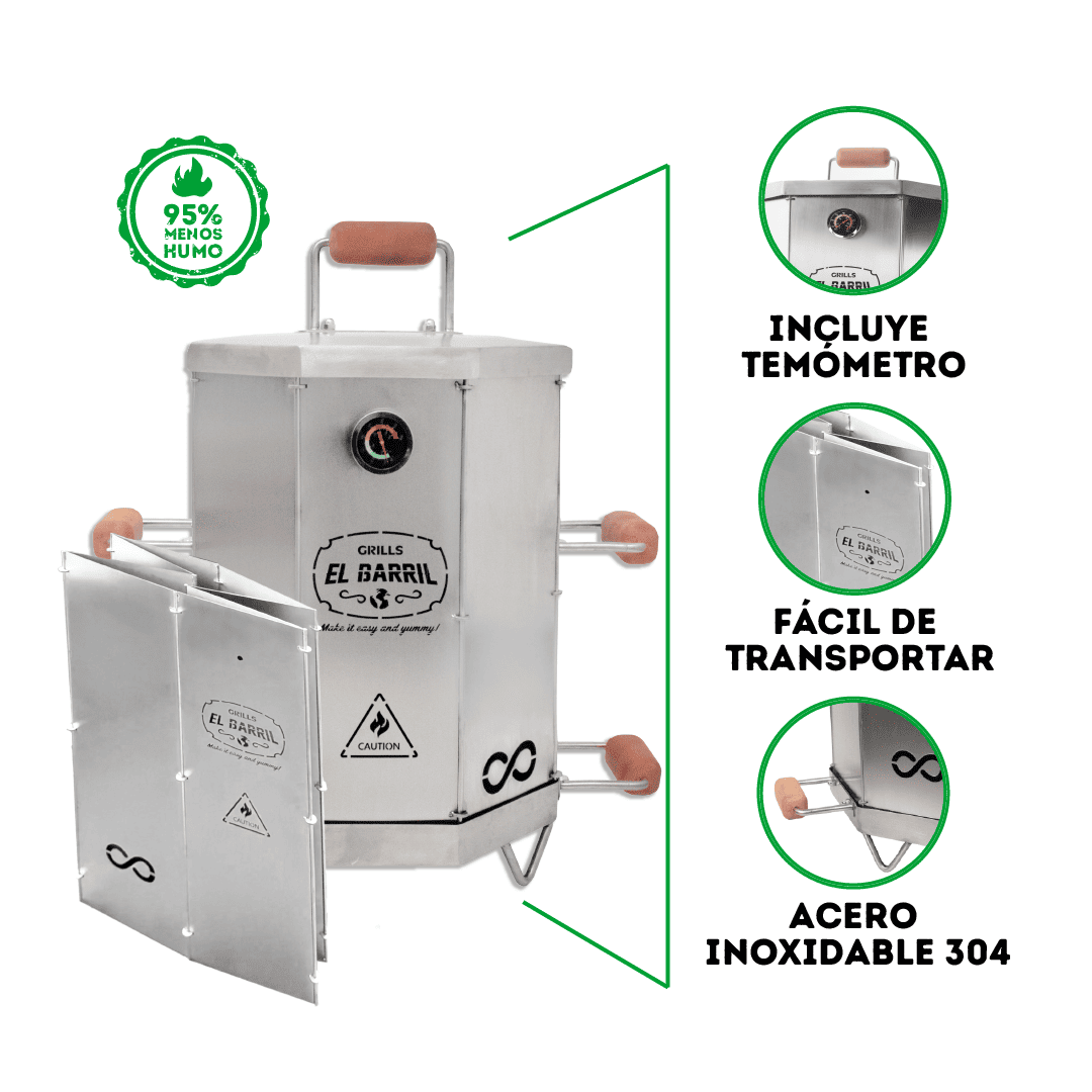 Barril asador pequeño plegable en acero