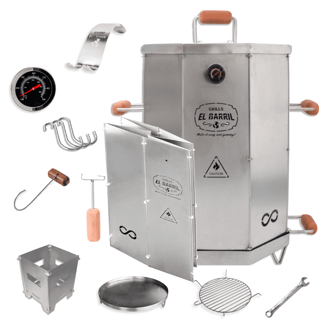 Barril asador mediano plegable en acero