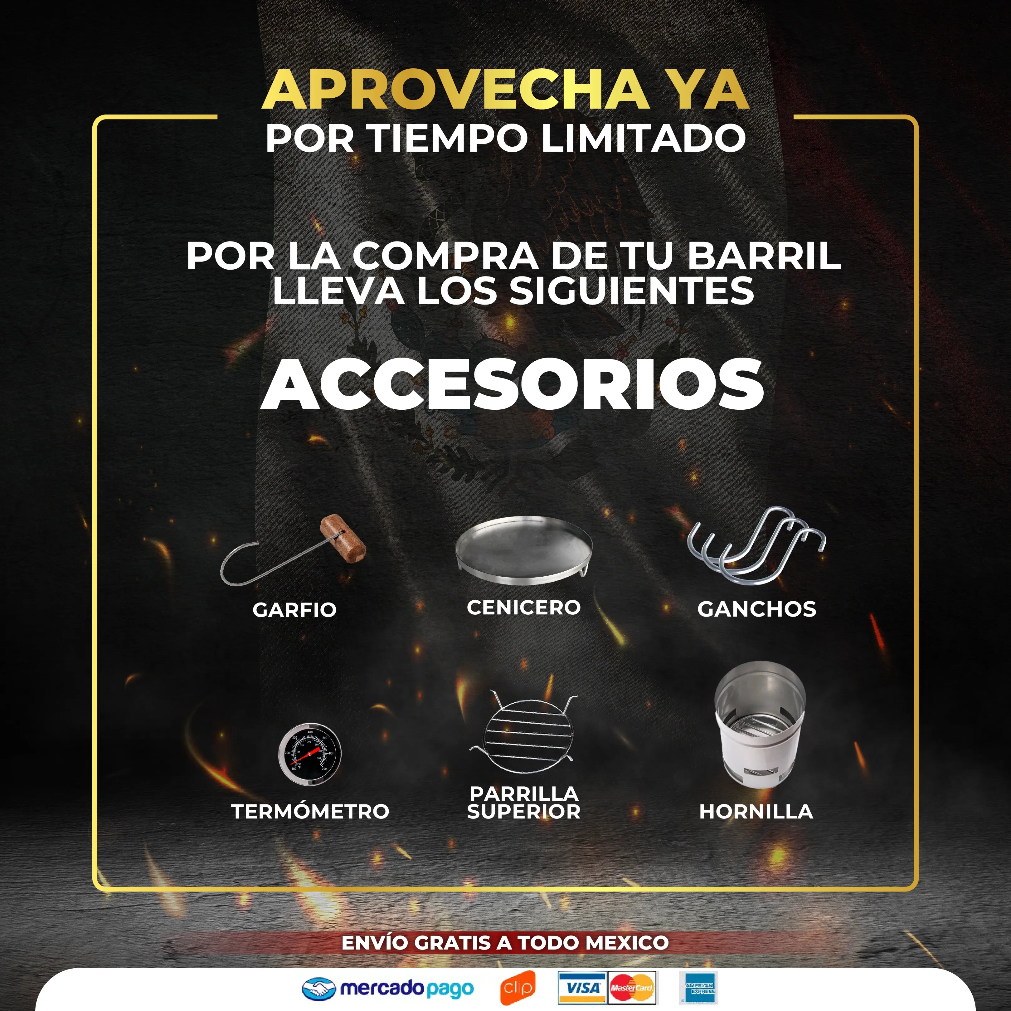 Barril Ahumador Todo en 1 + Accesorios + Obsequio
