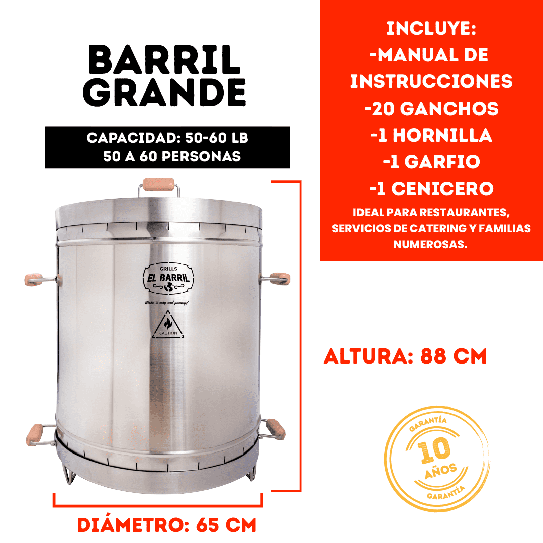 Barril asador grande en acero