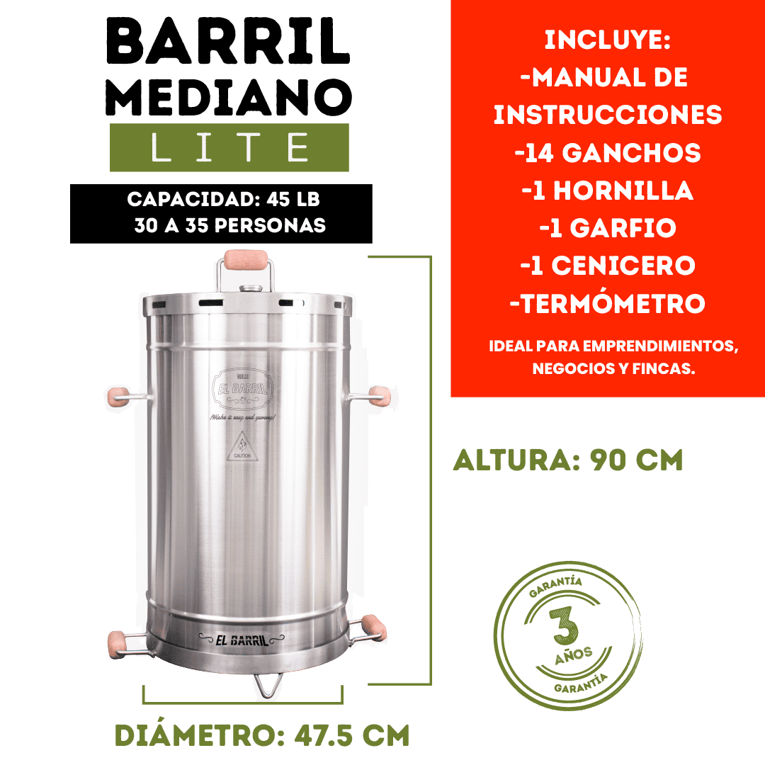 Barril asador Mediano lite en acero