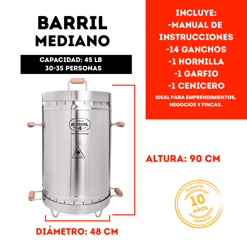 Barril asador mediano en acero