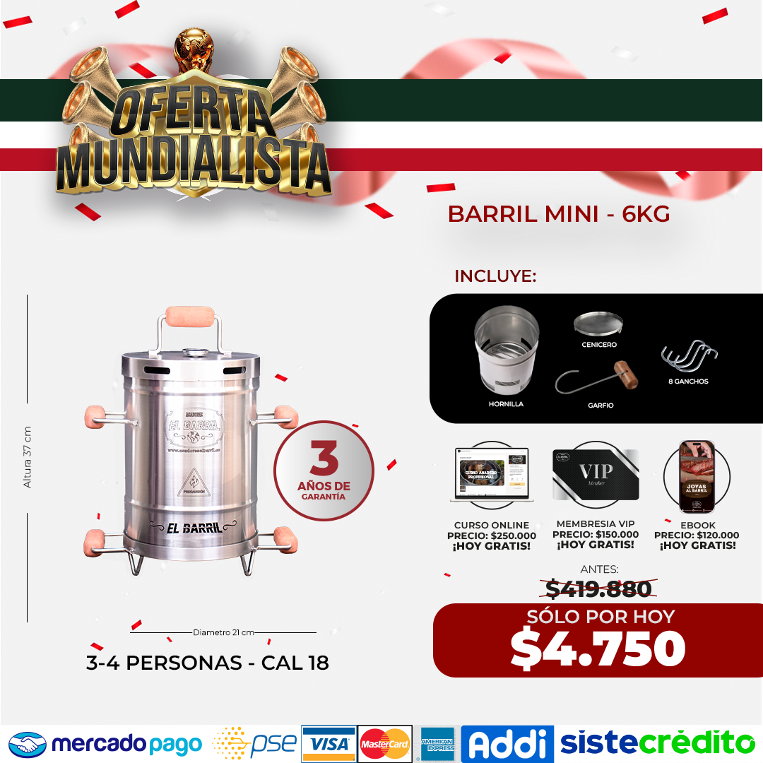 Combo Mundialista!!- Barril Ahumador Todo en 1 + 7 Obsequios