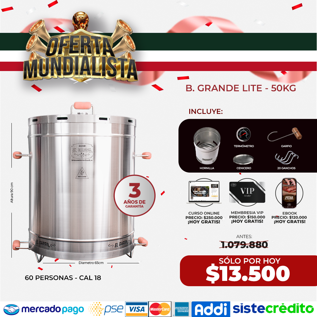Combo Mundialista!!- Barril Ahumador Todo en 1 + 7 Obsequios
