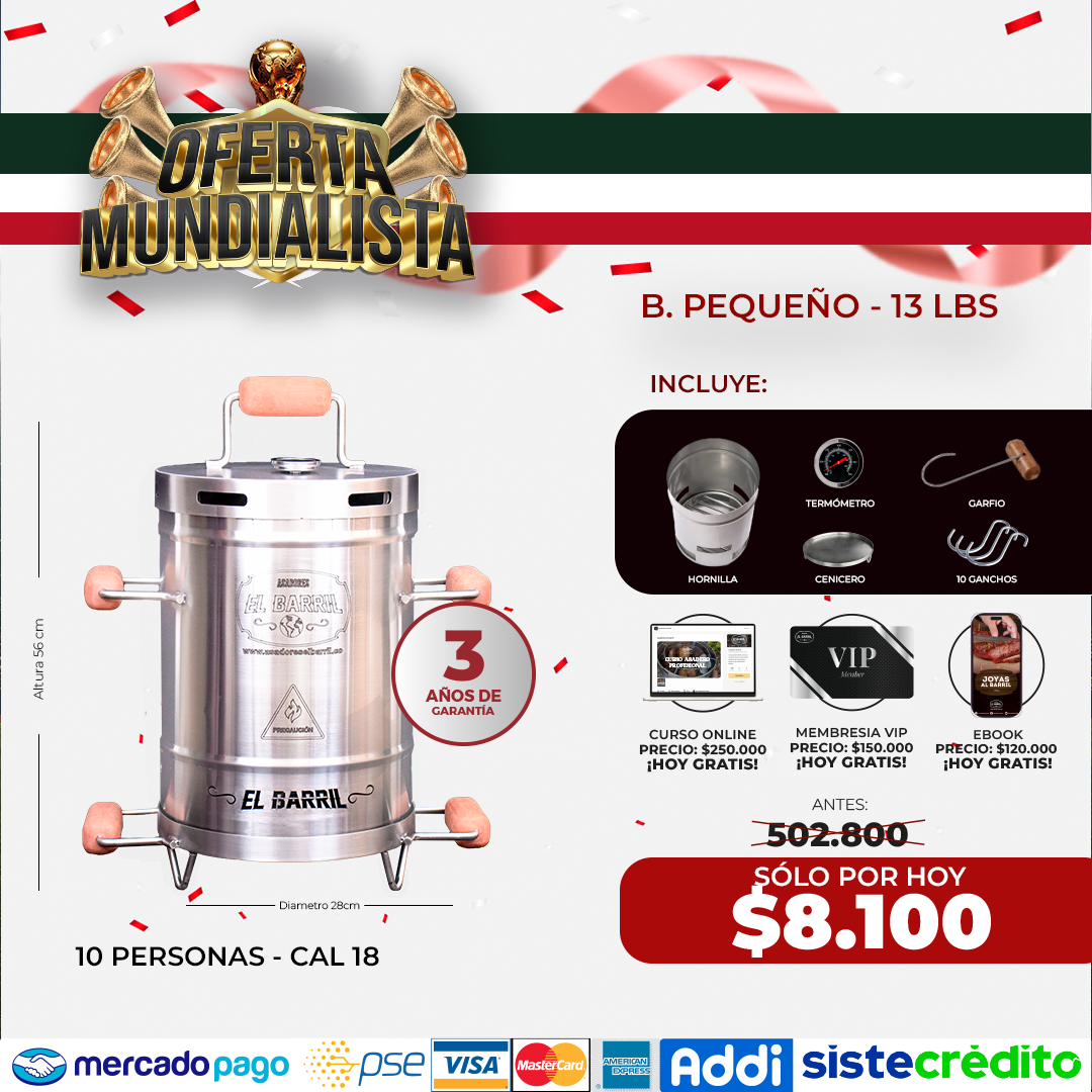 Combo Mundialista!!- Barril Ahumador Todo en 1 + 7 Obsequios