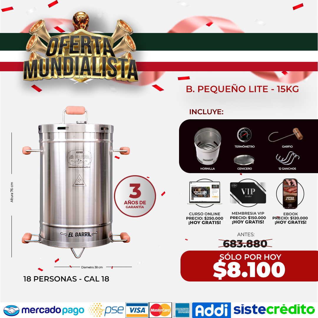 Combo Mundialista!!- Barril Ahumador Todo en 1 + 7 Obsequios