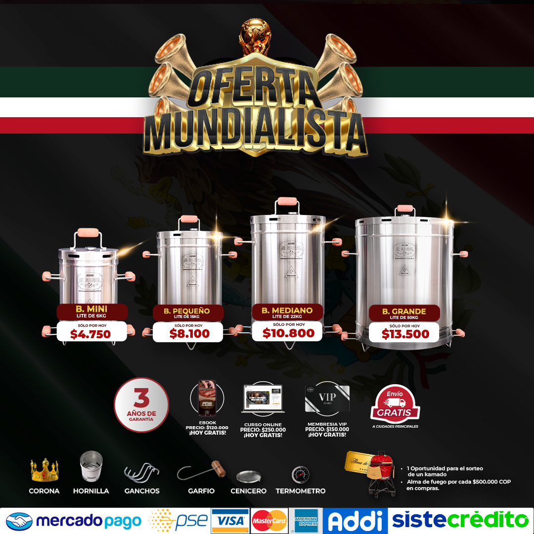 Combo Mundialista!!- Barril Ahumador Todo en 1 + 7 Obsequios