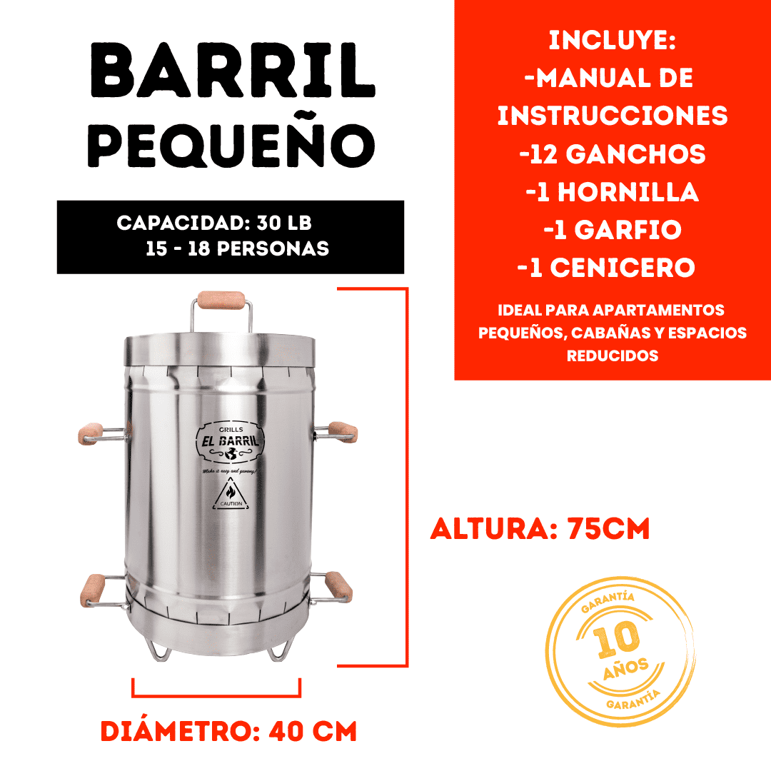 Barril asador pequeño en acero
