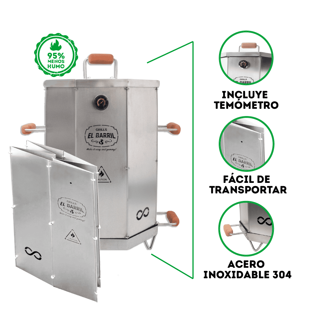 Barril asador mediano plegable en acero