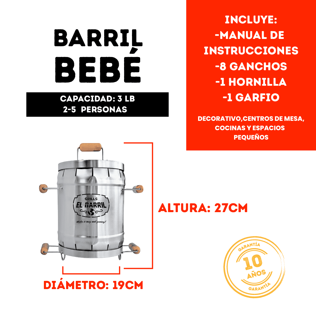 Barril asador bebe en acero