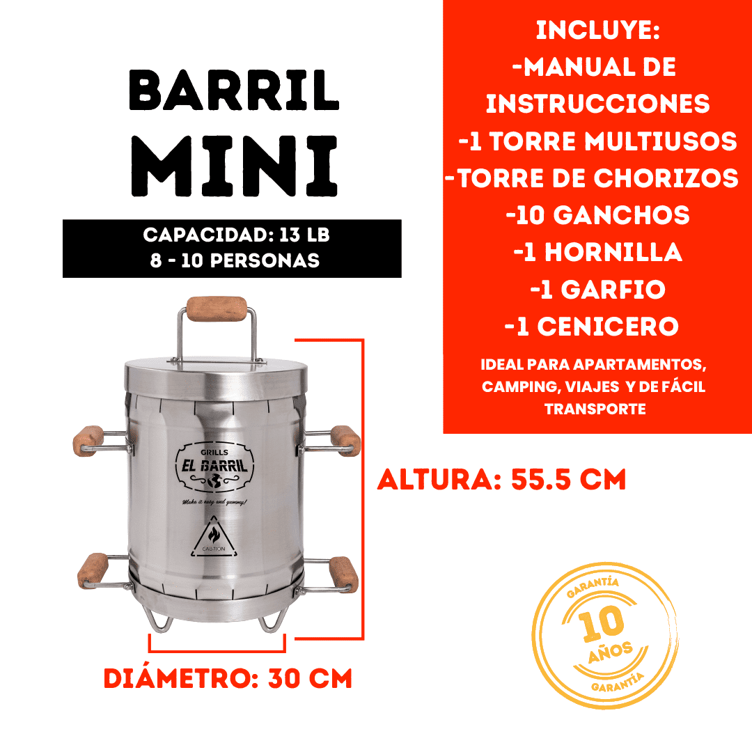 Barril asador mini en acero